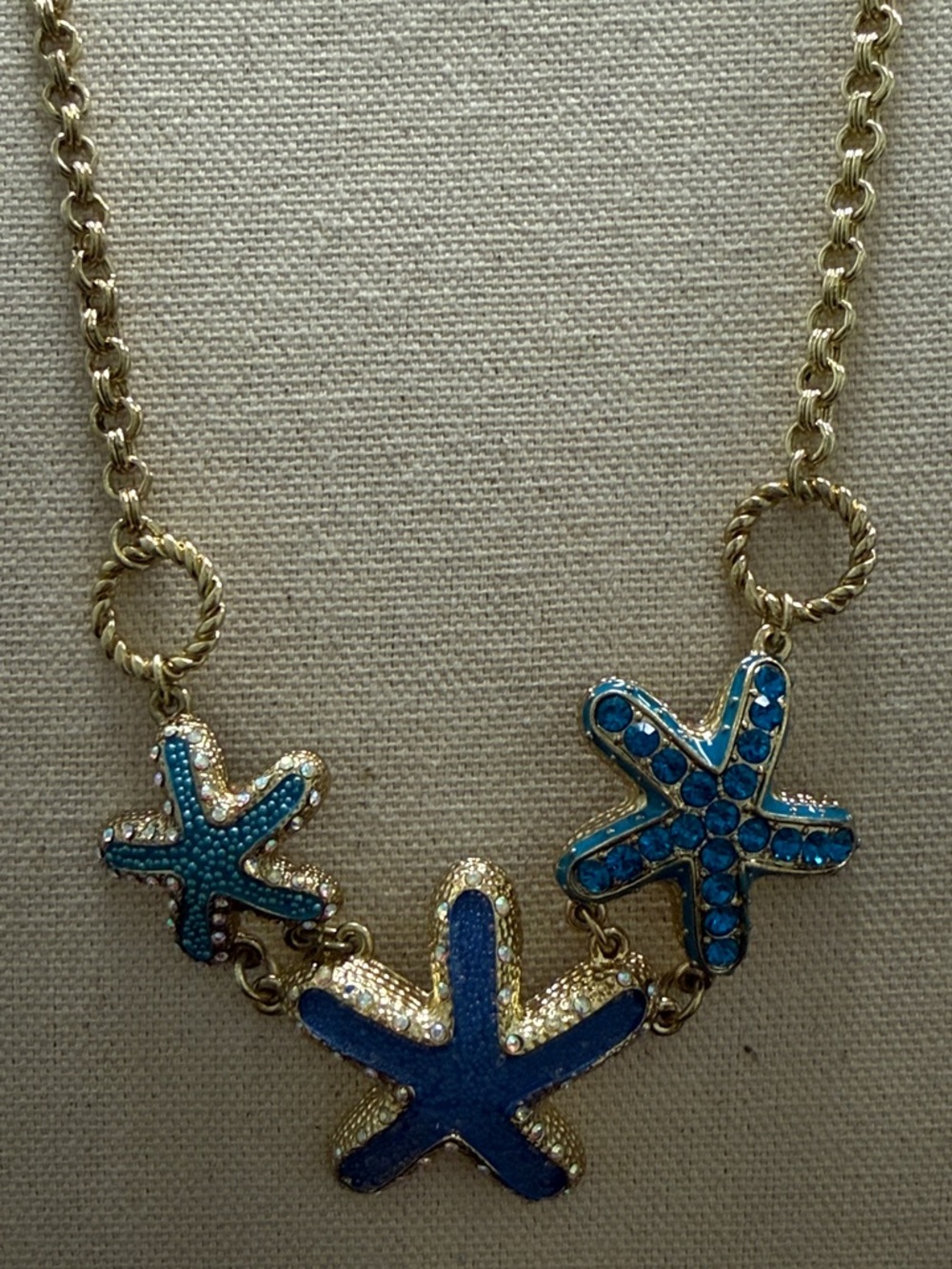 Betsey Johnson Blue Gold Starfish Necklace